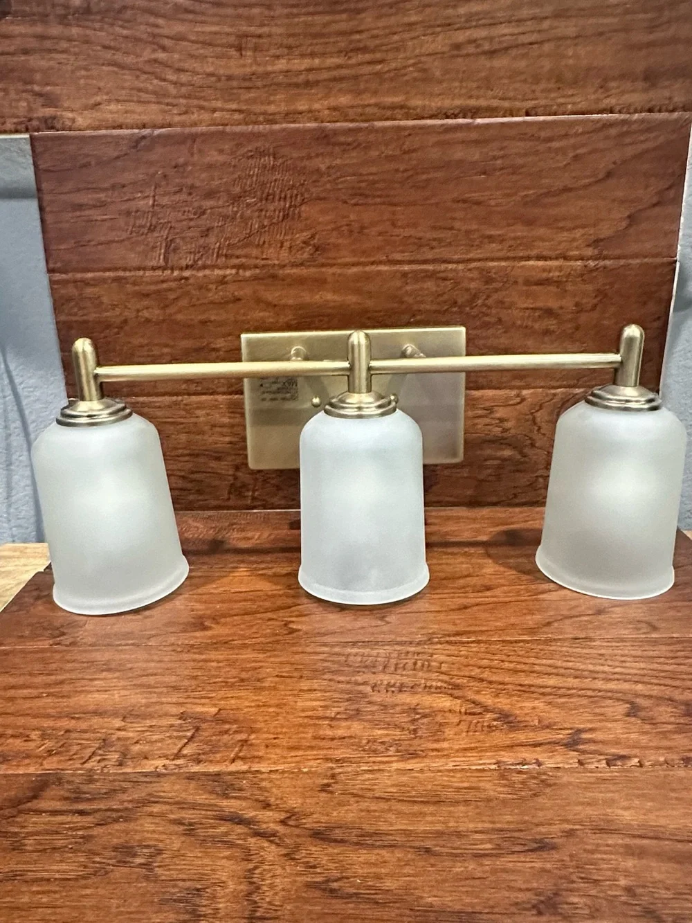 3-Light Frosted Glass Vanity Light in Brushed Brass